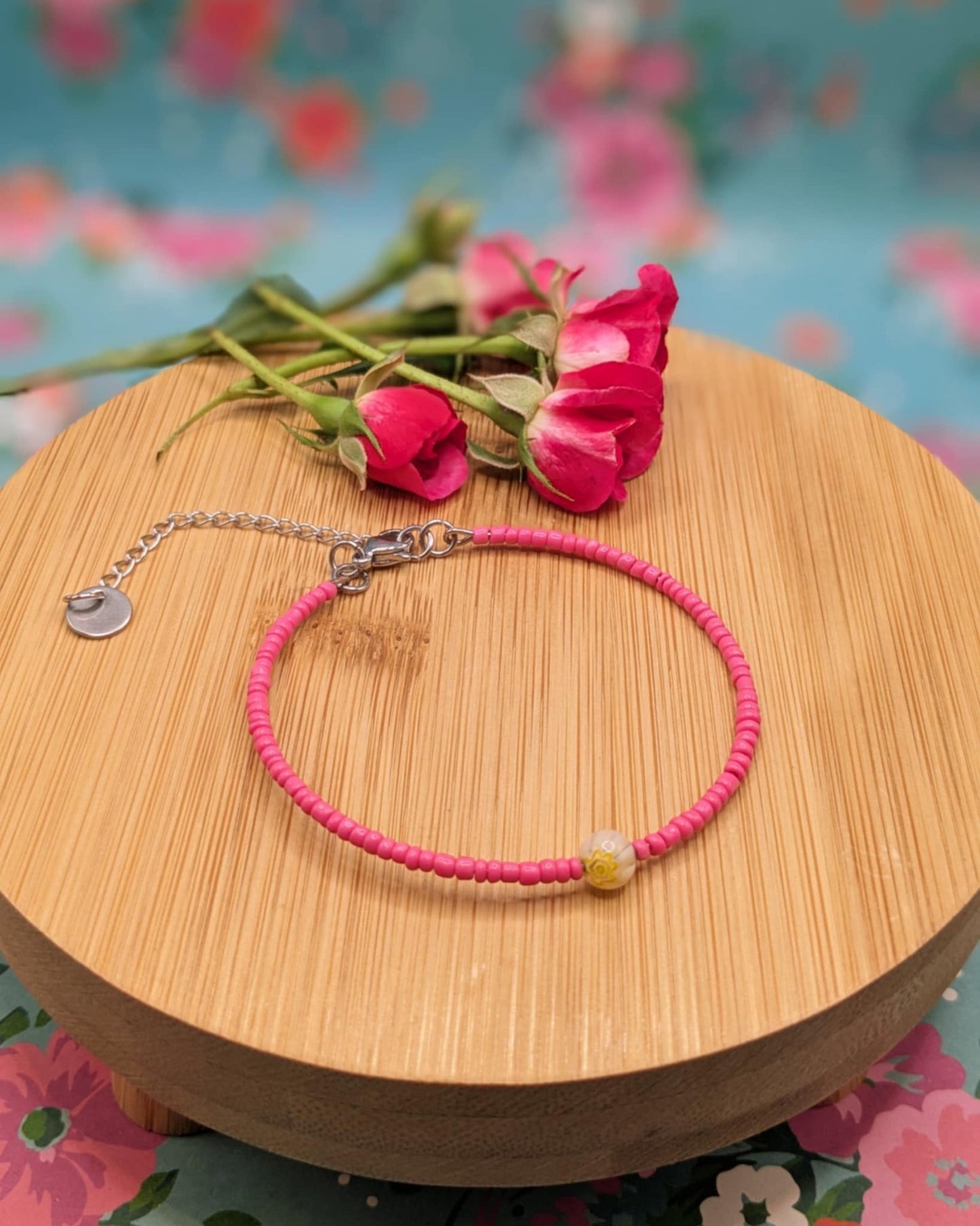 Bracelet perle Millefiori - Coloris au choix.