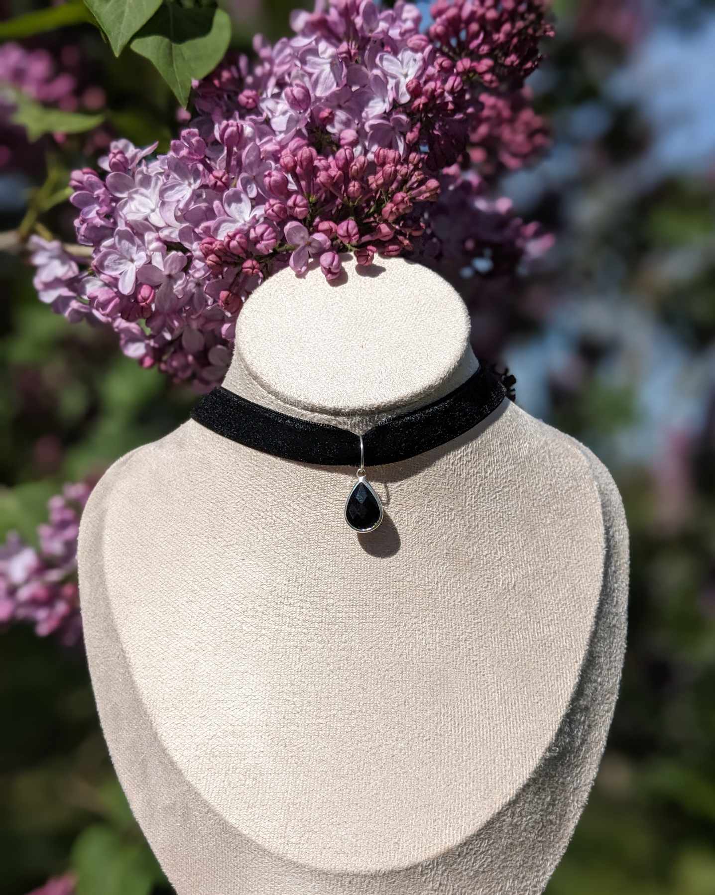 Collier Ras de Cou Velours - Pendentif au choix