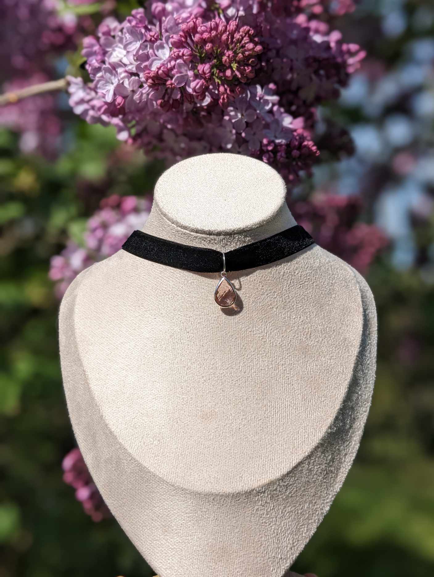 Collier Ras de Cou Velours - Pendentif au choix
