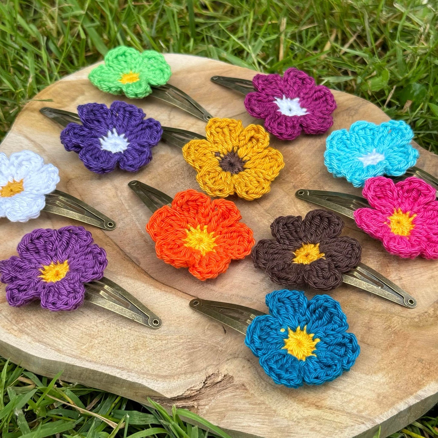 Barrette Fleur au crochet - Coloris au choix