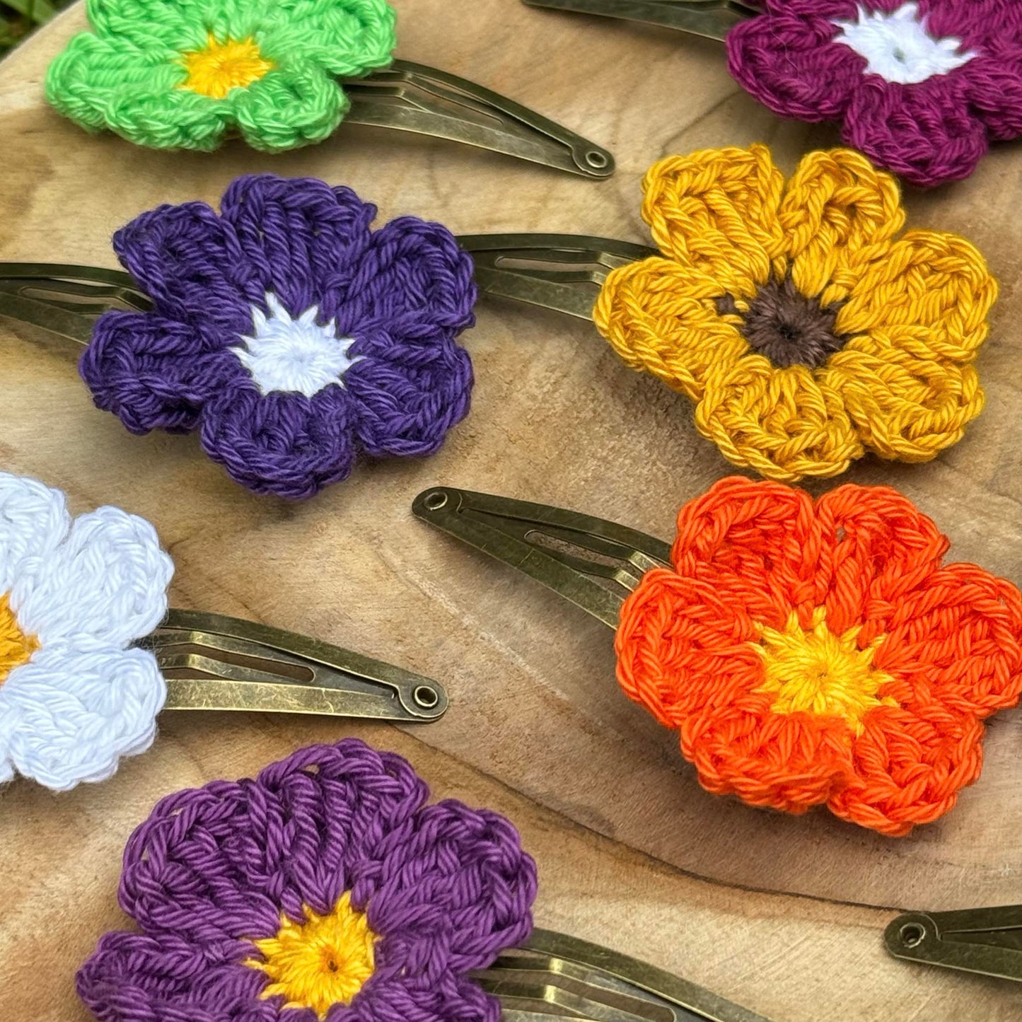 Barrette Fleur au crochet - Coloris au choix
