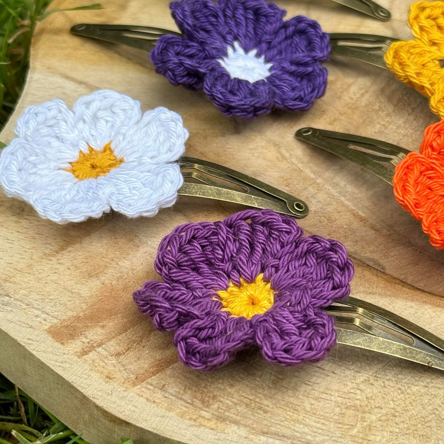 Barrette Fleur au crochet - Coloris au choix