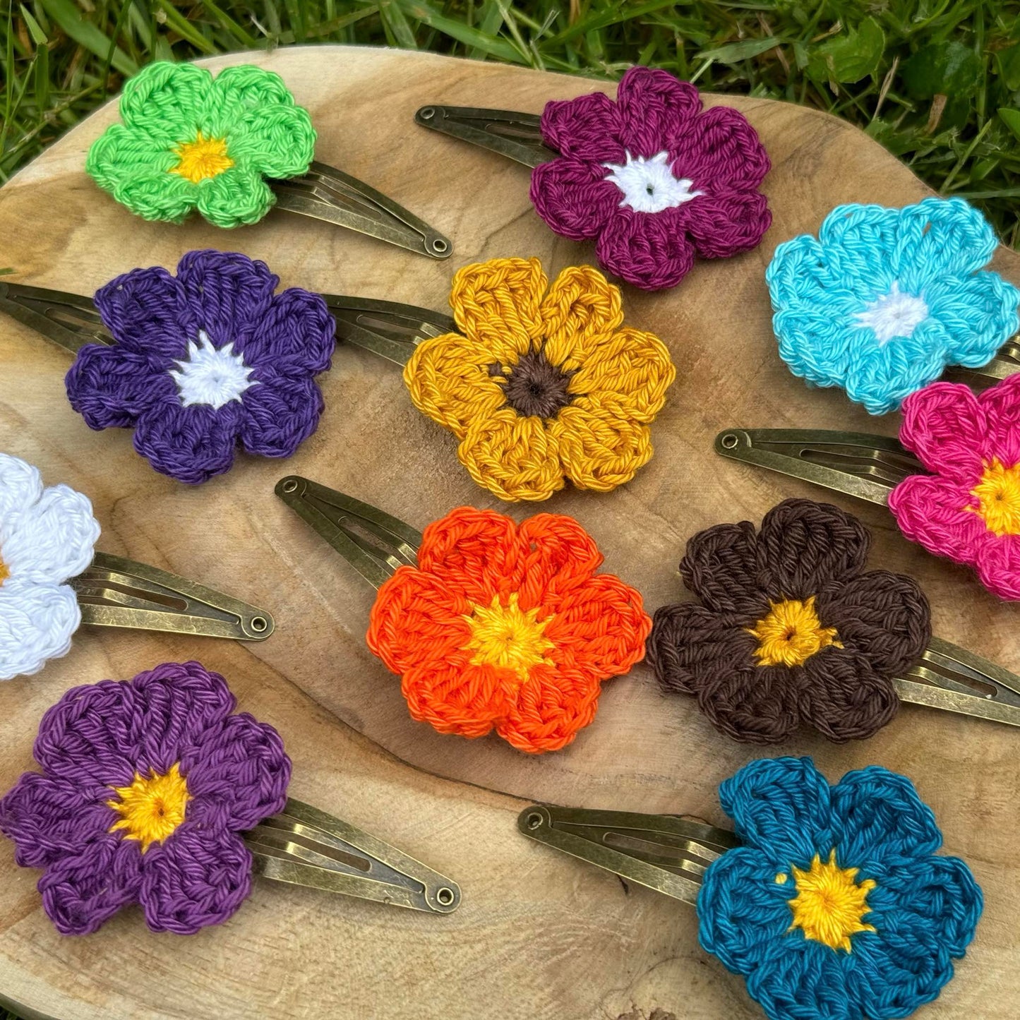 Barrette Fleur au crochet - Coloris au choix