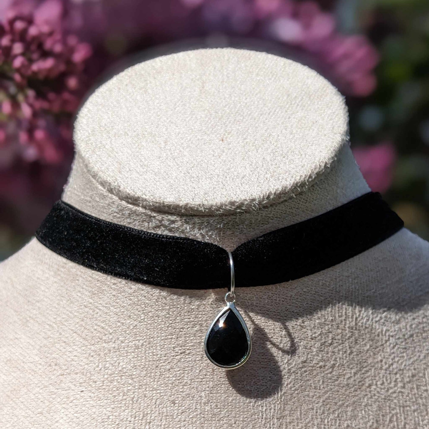 Collier Ras de Cou Velours - Pendentif au choix