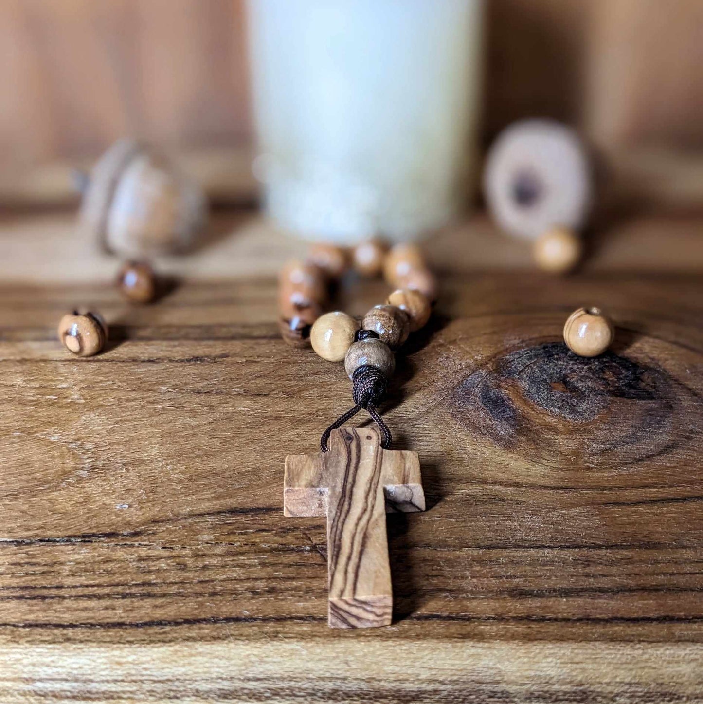 Rosaire de Doigt en Bois d'Olivier