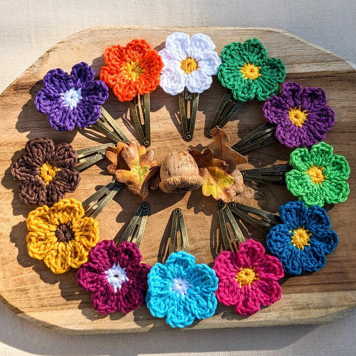 Barrette Fleur au crochet - Coloris au choix
