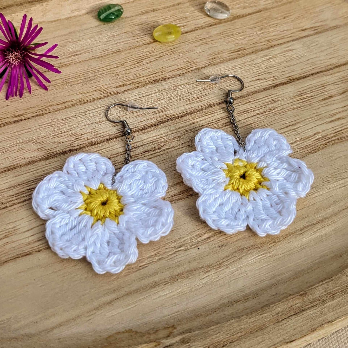 Boucles d'oreilles crochetées 🩵Les P'tites Sauvages💛 - Coloris au choix