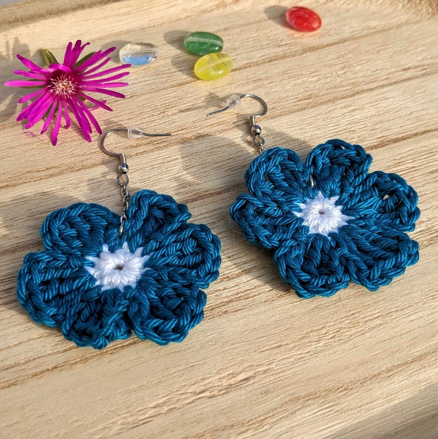 Boucles d'oreilles crochetées 🩵Les P'tites Sauvages💛 - Coloris au choix