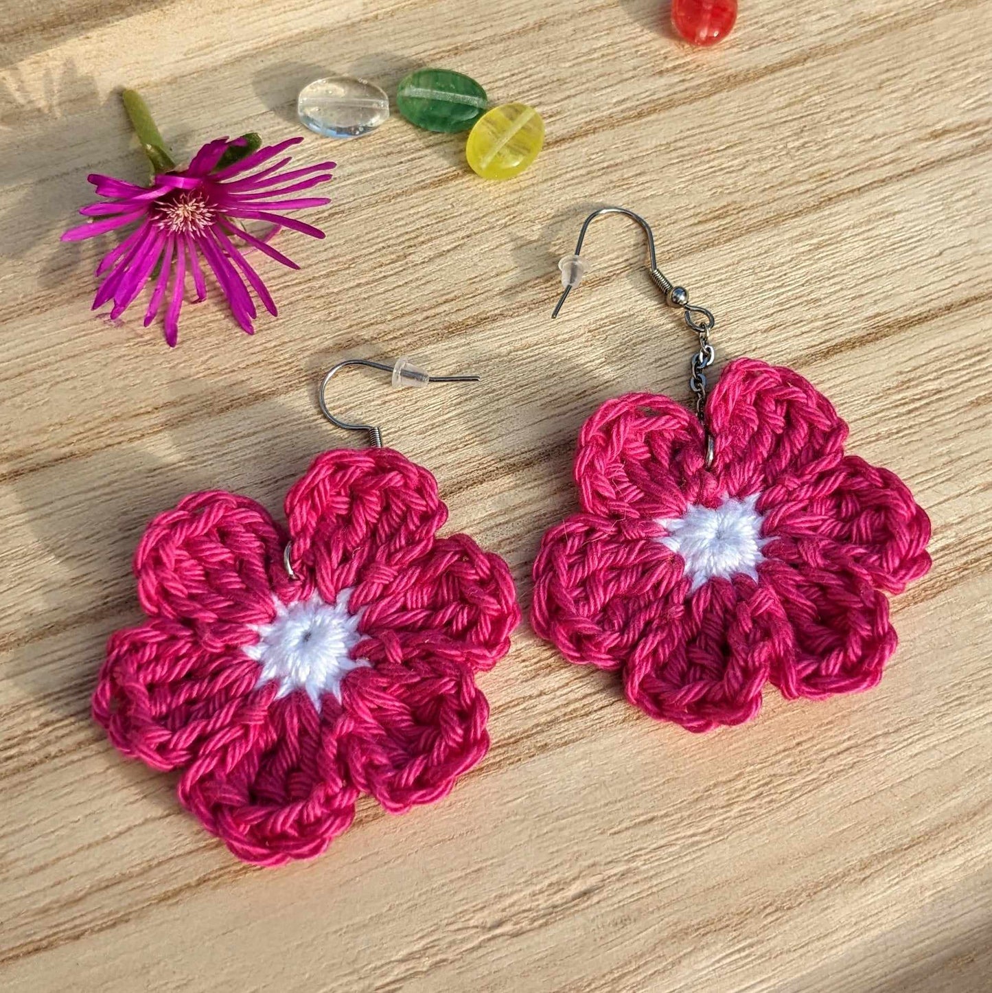 Boucles d'oreilles crochetées 🩵Les P'tites Sauvages💛 - Coloris au choix