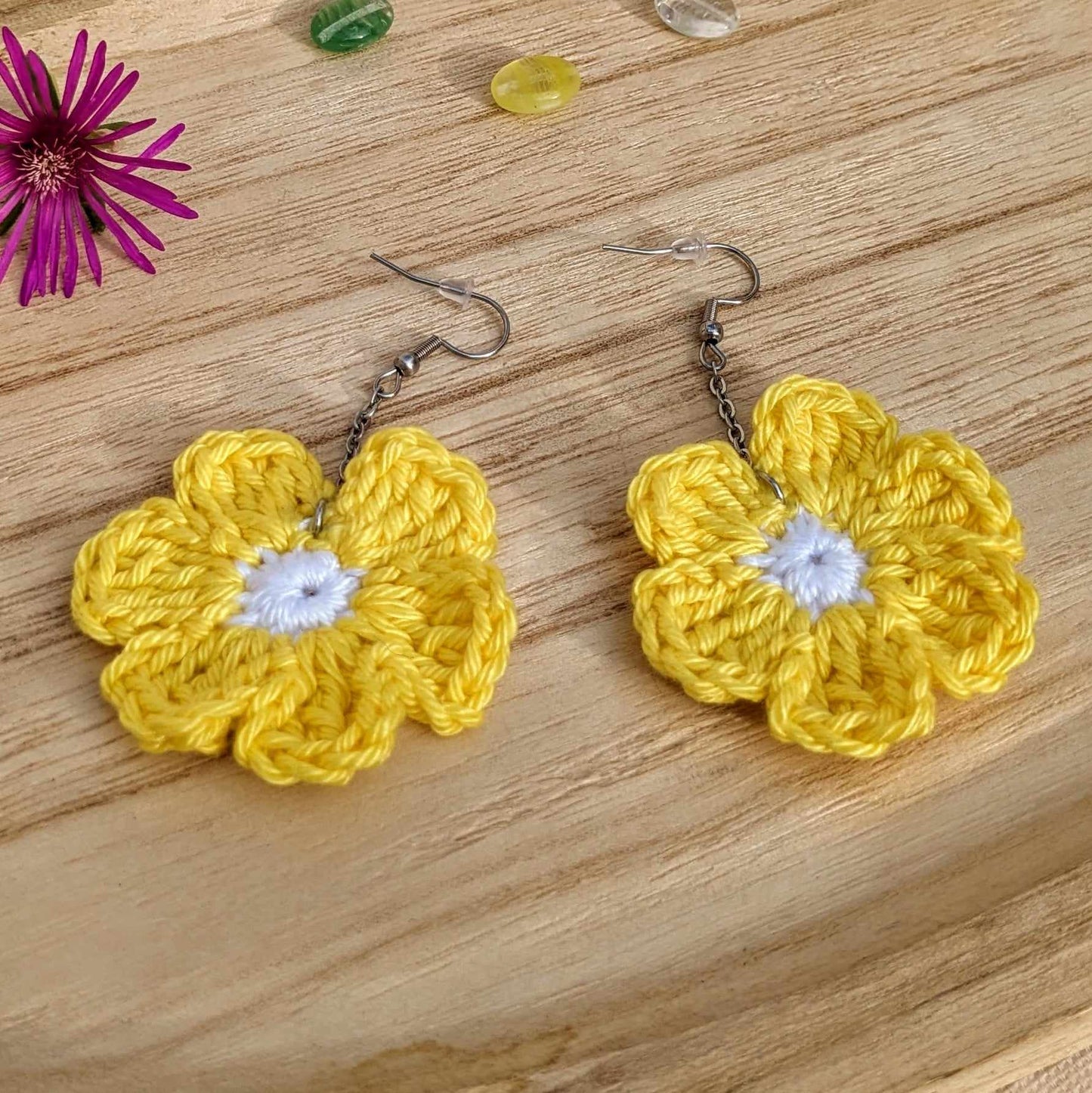 Boucles d'oreilles crochetées 🩵Les P'tites Sauvages💛 - Coloris au choix