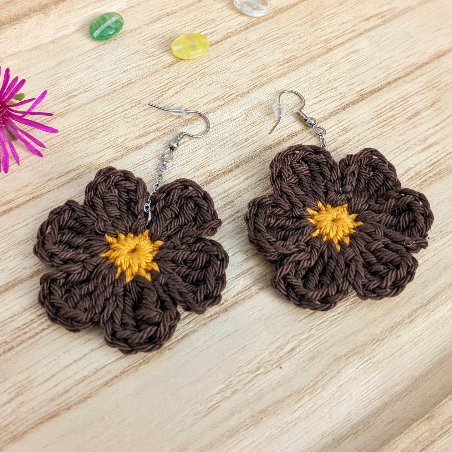 Boucles d'oreilles crochetées 🩵Les P'tites Sauvages💛 - Coloris au choix