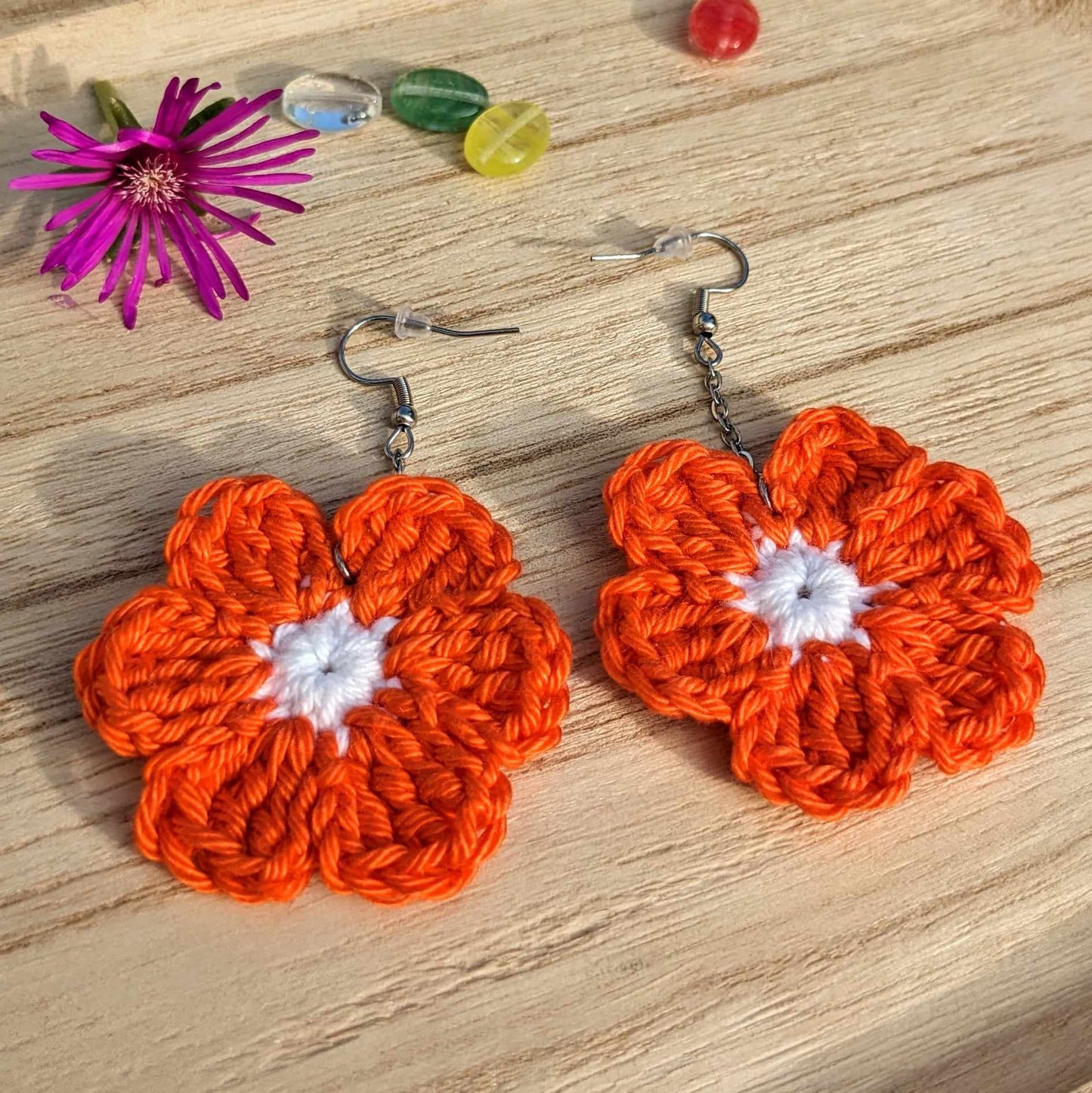 Boucles d'oreilles crochetées 🩵Les P'tites Sauvages💛 - Coloris au choix