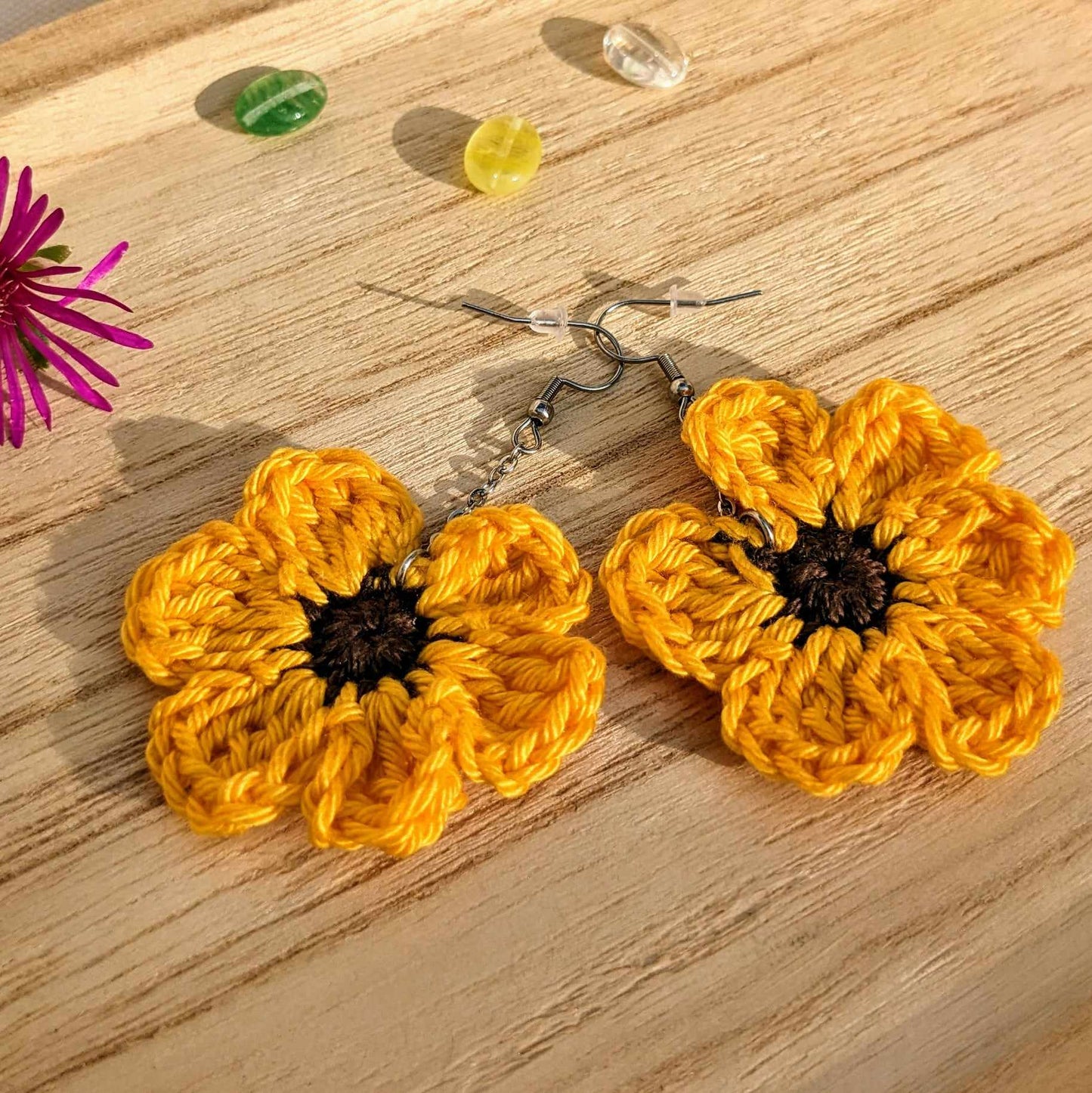 Boucles d'oreilles crochetées 🩵Les P'tites Sauvages💛 - Coloris au choix