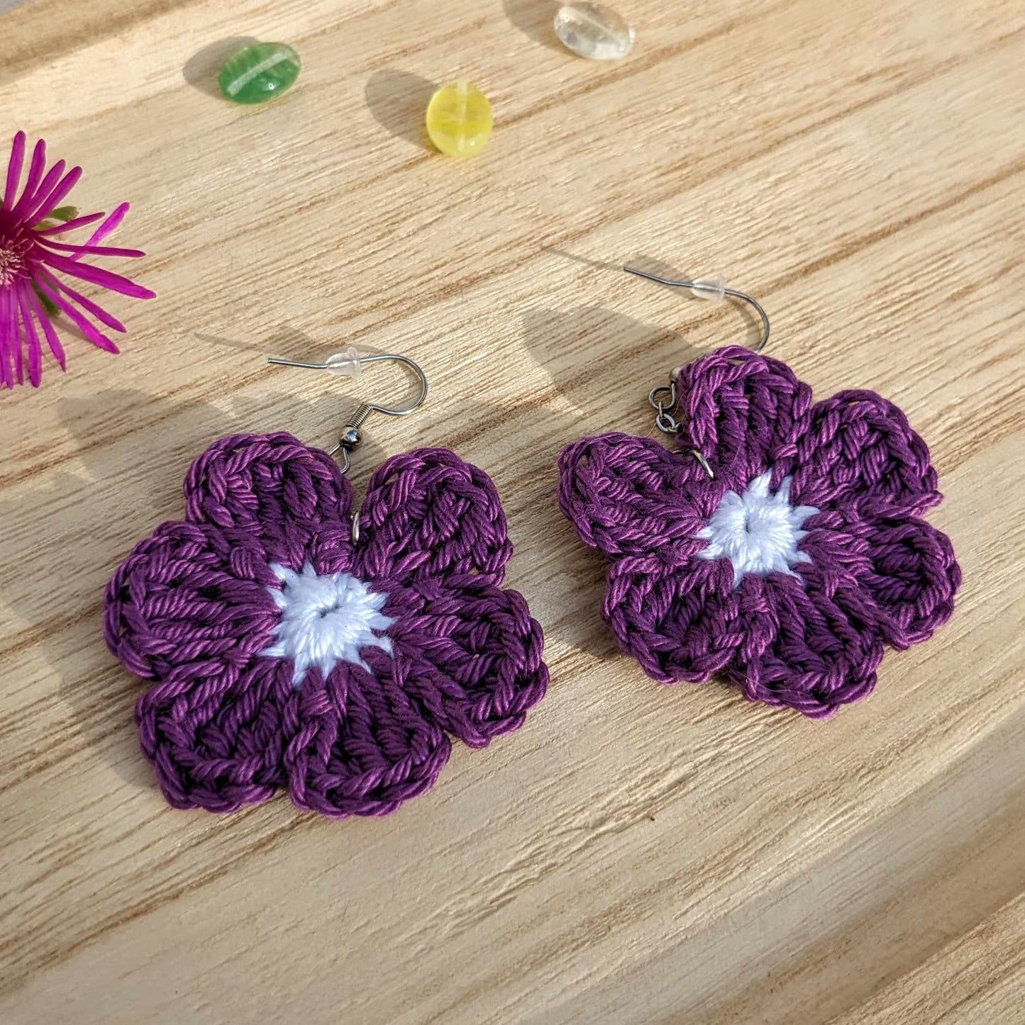 Boucles d'oreilles crochetées 🩵Les P'tites Sauvages💛 - Coloris au choix