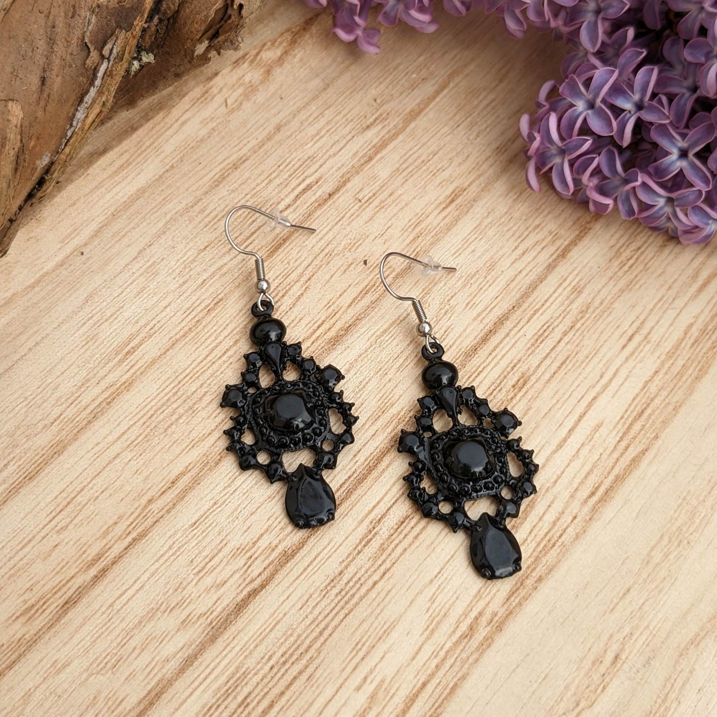 Boucles d'Oreilles Noires VICTORIA