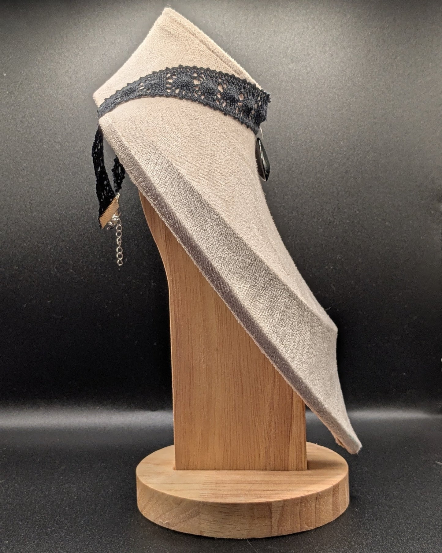 Collier Ras de Cou Victorien en Dentelle - Goutte noire