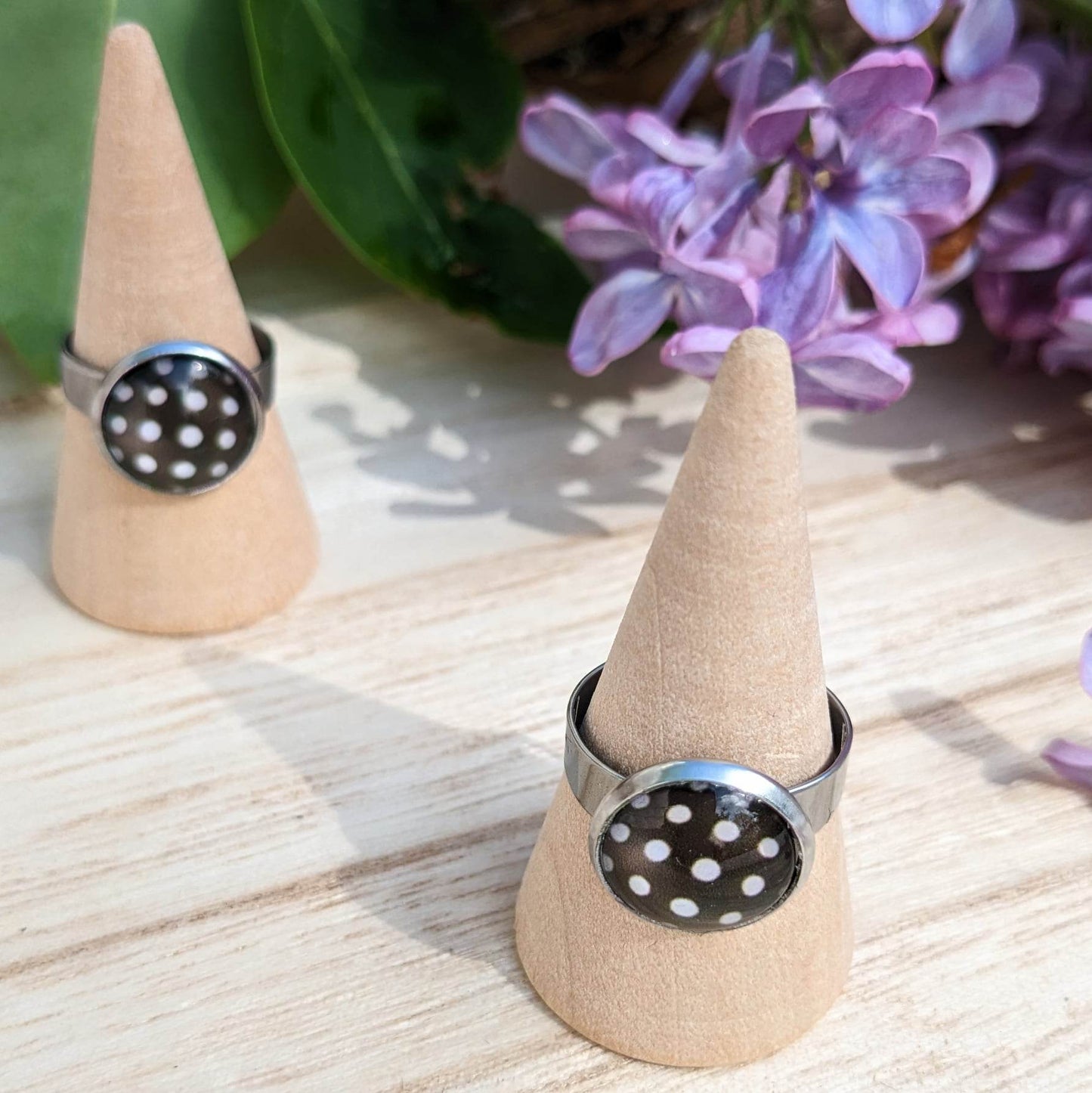 Bague Fantaisie Noir et blanc - Motif au choix