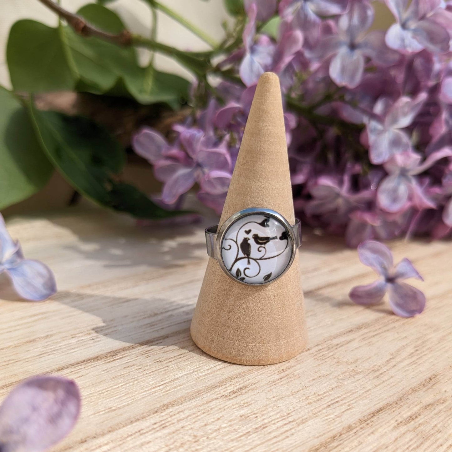 Bague Fantaisie Noir et blanc - Motif au choix