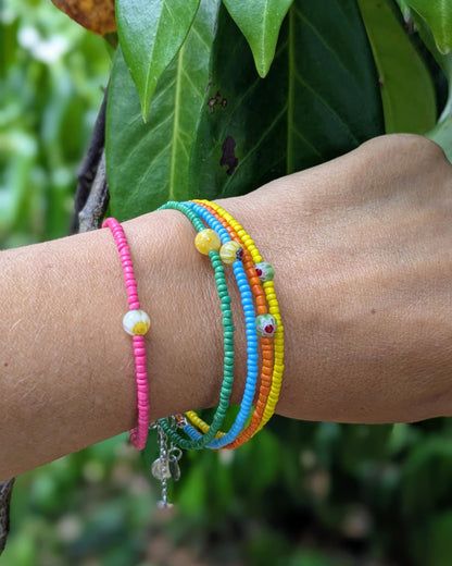Bracelet perle Millefiori - Coloris au choix.
