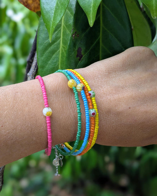 Bracelet perle Millefiori - Coloris au choix.