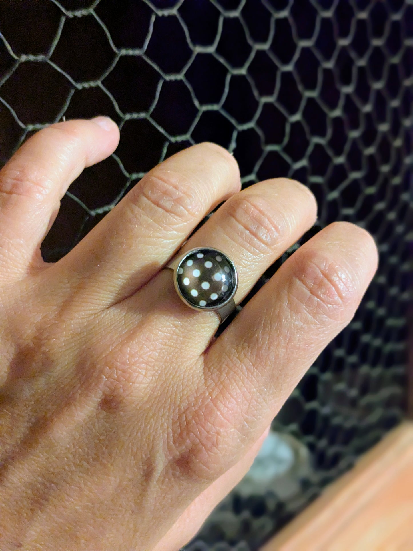 Bague Fantaisie Noir et blanc  - Motif au choix